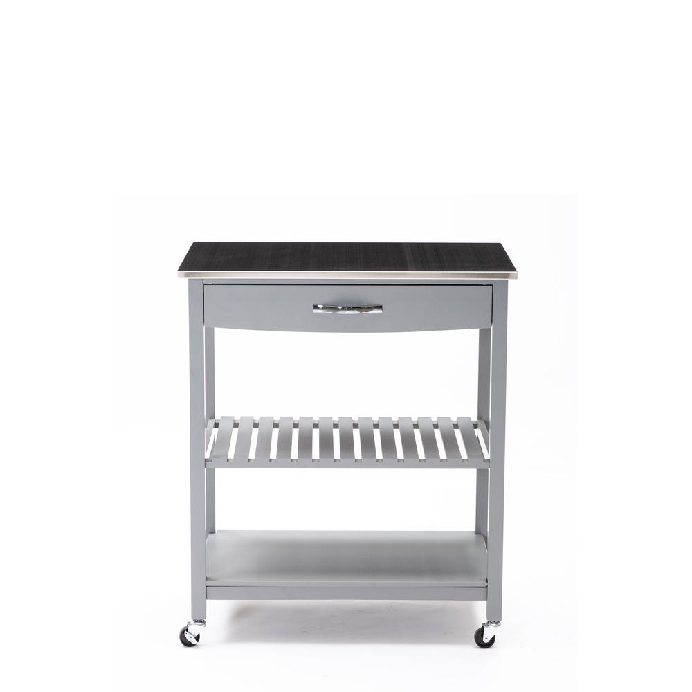 Holland Kitchen Cart With Stainless Steel Top - Gray