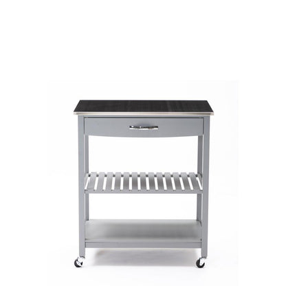 Holland Kitchen Cart With Stainless Steel Top - Gray
