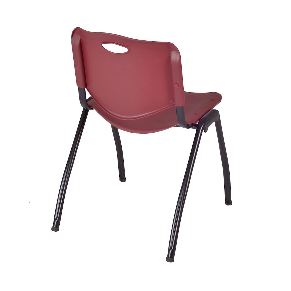 30 in Square Breakroom Table- Grey Top, Black Legs, 4 M Stack Chairs- Burgundy