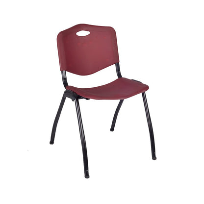 36 in Square Breakroom Table- Grey Top, Black Legs, 4 M Stack Chairs- Burgundy