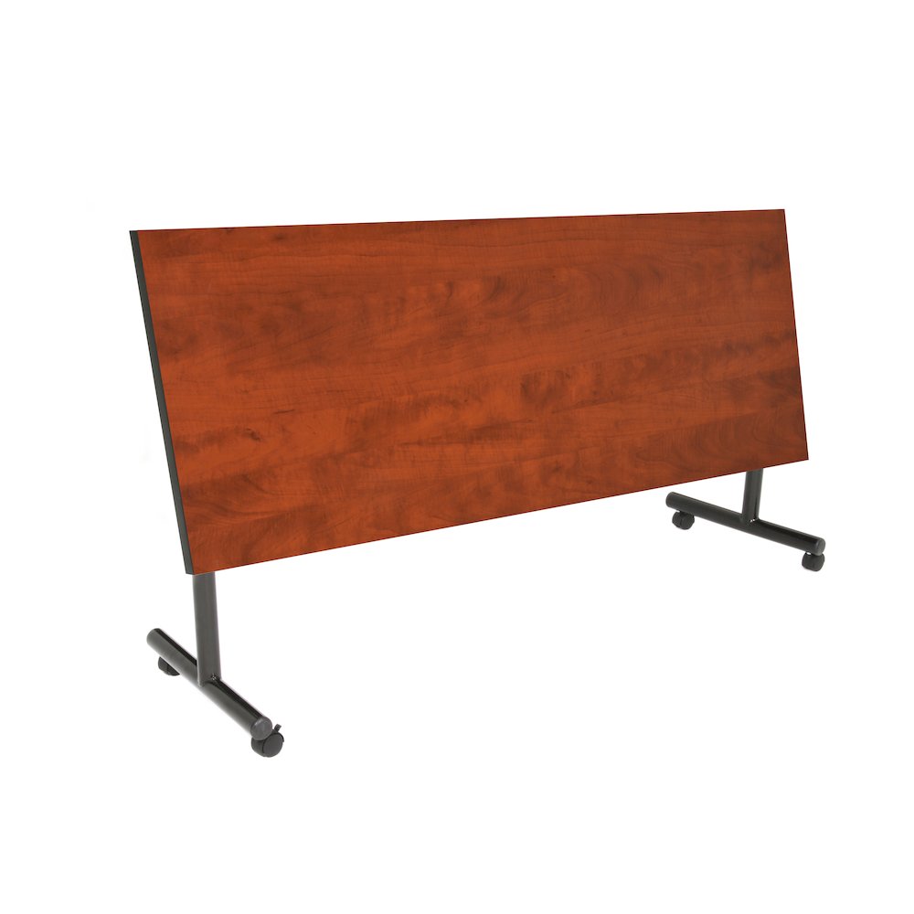 72 x 30 in. Flip-Top Training Nesting Table- Cherry, 2 M Stack Chairs- Black
