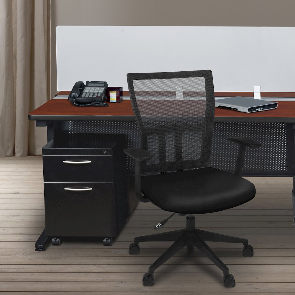 66 x 24 in. 2 Person Bench Workstation with Privacy Panel- Cherry