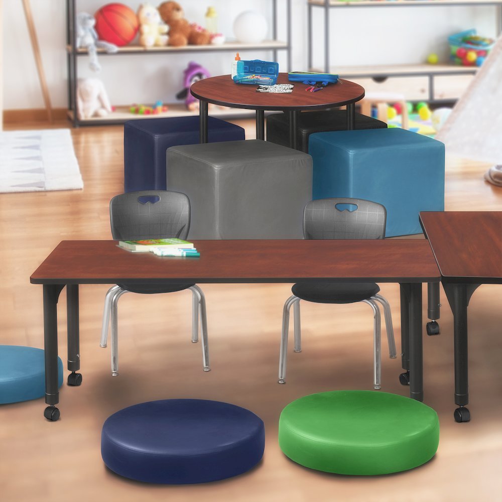 72x30 Mobile Adjustable Classroom Table- Cherry & 2 Andy 12 Stack Chairs- Black