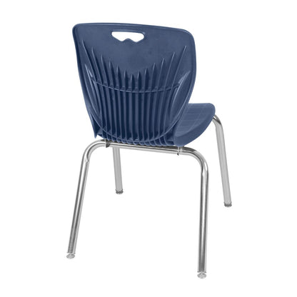 36 Square Adjustable Classroom Table- Maple & 4 Andy 18 Stack Chairs- Blue