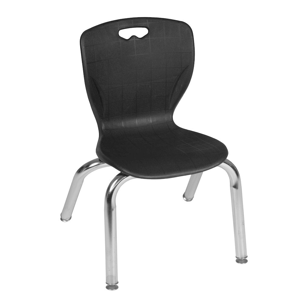 48 Square Adjustable Classroom Table- Grey & 4 Andy 12 Stack Chairs- Black