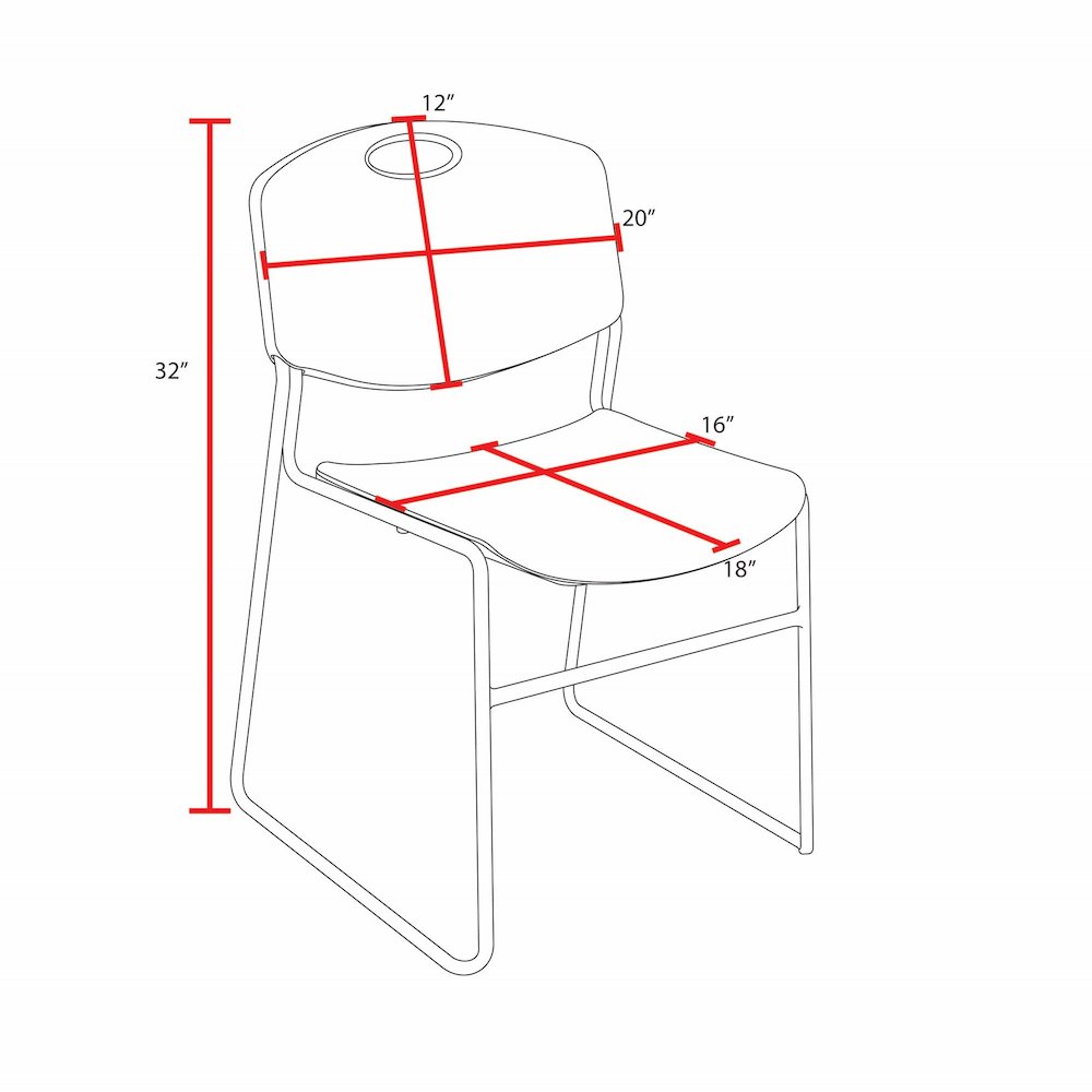48 x 30 in. Flip-Top Training Nesting Table- Grey, 2 Zeng Stack Chairs- Grey