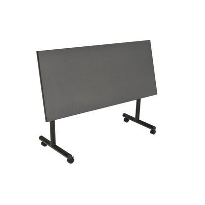 48 x 24 in. Flip-Top Privacy Nesting Table- Grey, 2 Zeng Stack Chairs- Blue