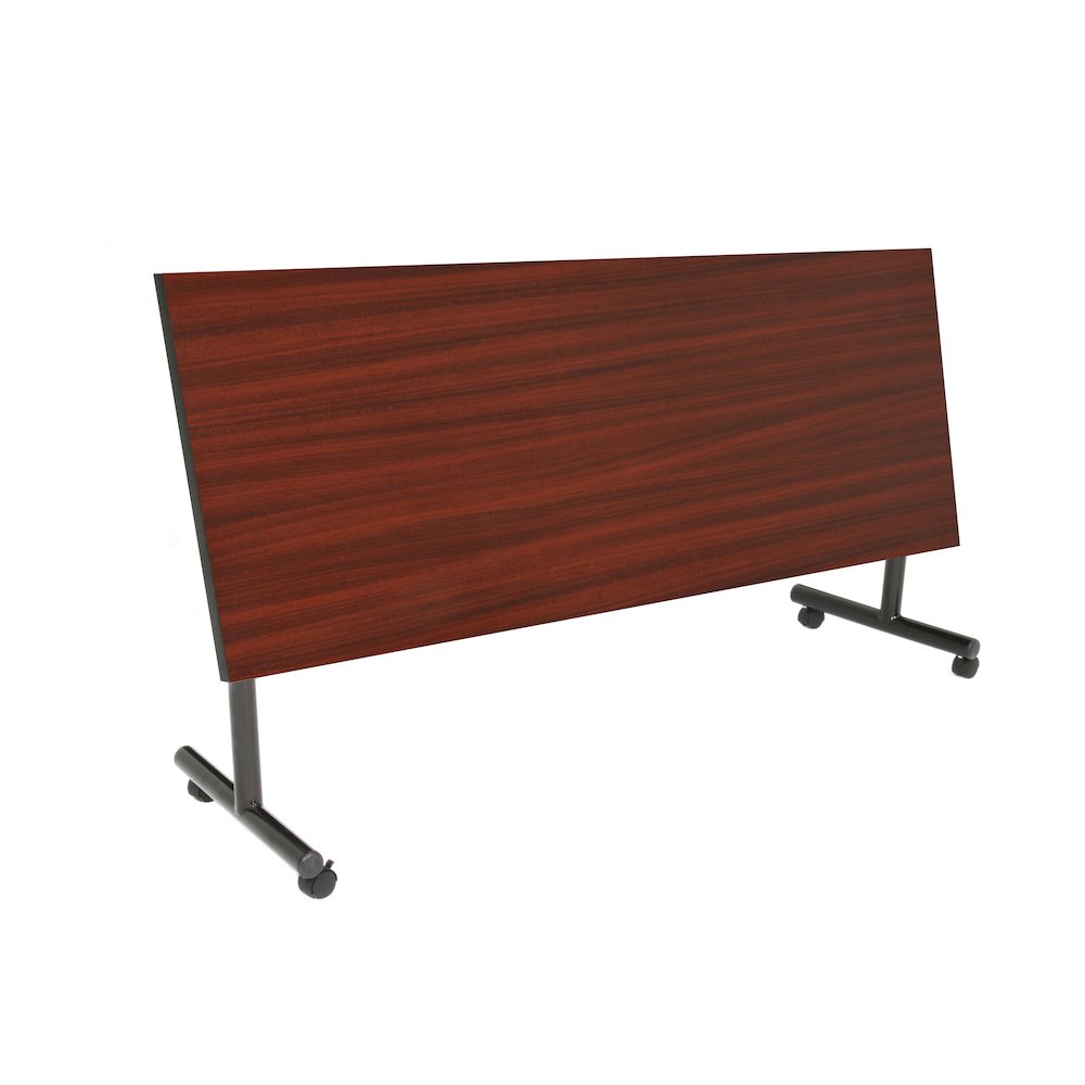 72 x 24 in. Flip-Top Privacy Nesting Table- Mahogany, 2 Zeng Stack Chairs- Blue