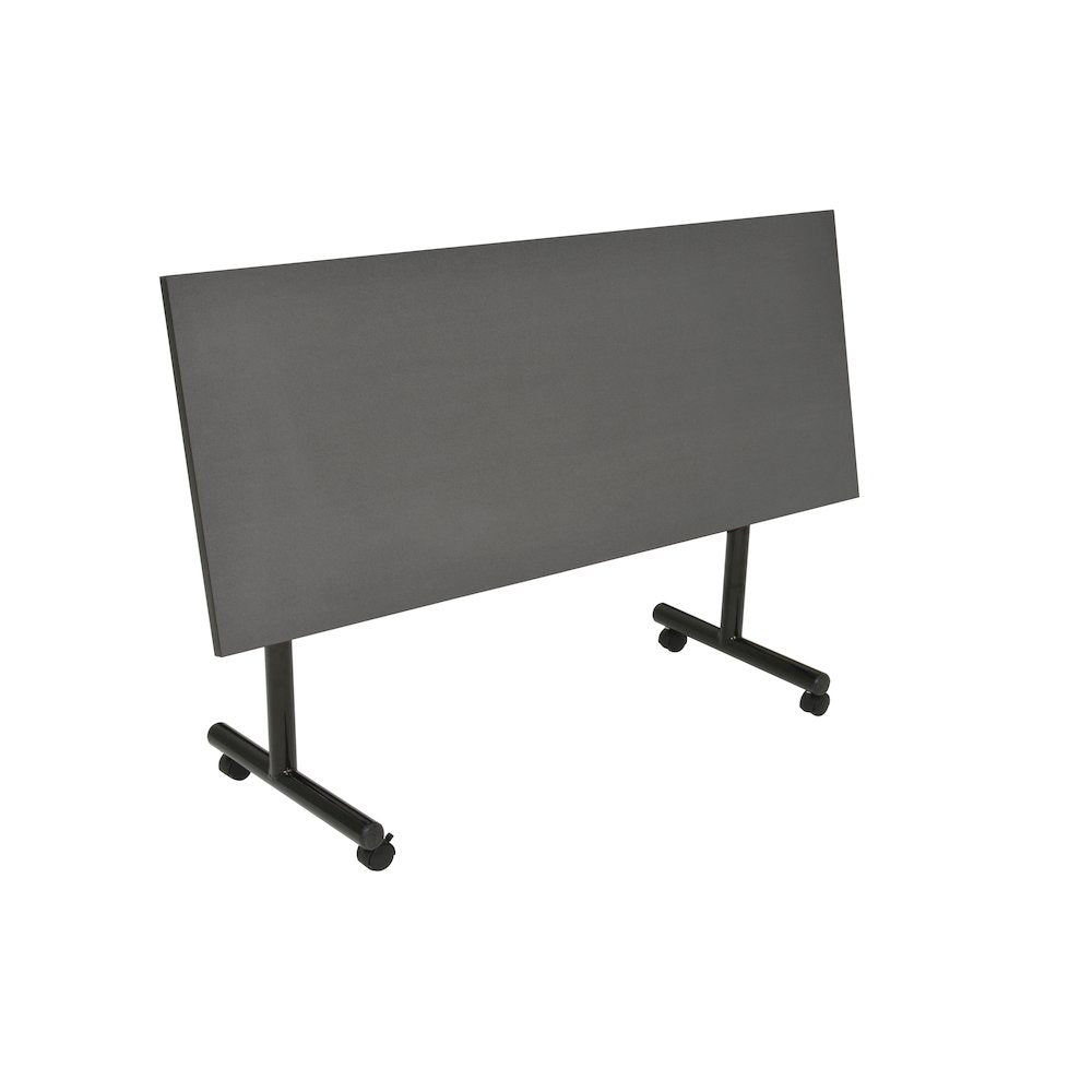 60 x 24 in. Flip-Top Privacy Nesting Table- Grey, 2 Zeng Stack Chairs- Black