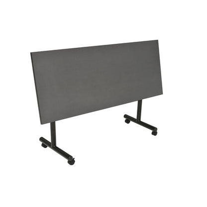 60 x 24 in. Flip-Top Privacy Nesting Table- Grey, 2 Zeng Stack Chairs- Black