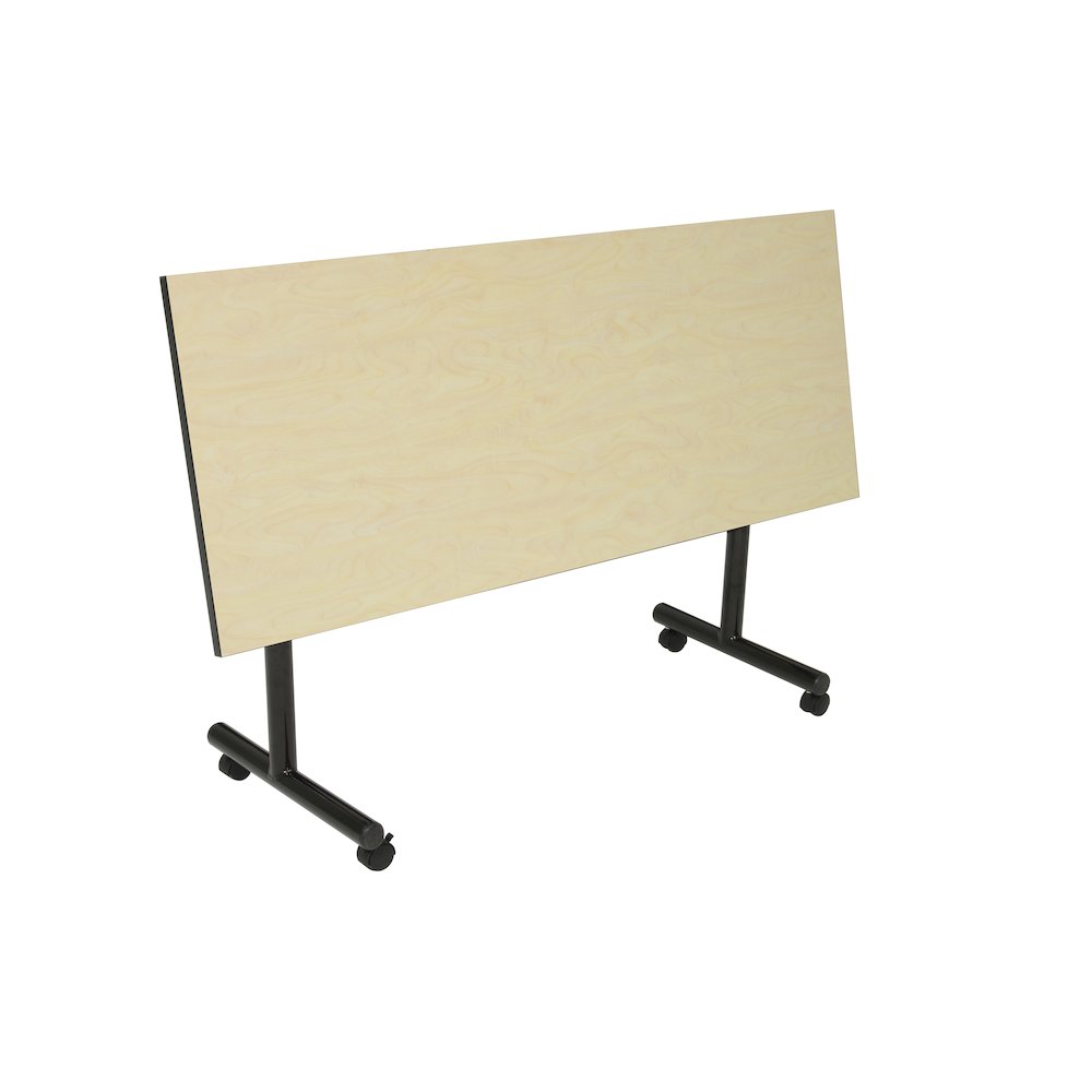 60 x 24 in. Flip-Top Privacy Nesting Table- Maple, 2 Zeng Stack Chairs- Black