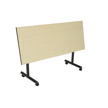 60 x 24 in. Flip-Top Privacy Nesting Table- Maple, 2 Zeng Stack Chairs- Black