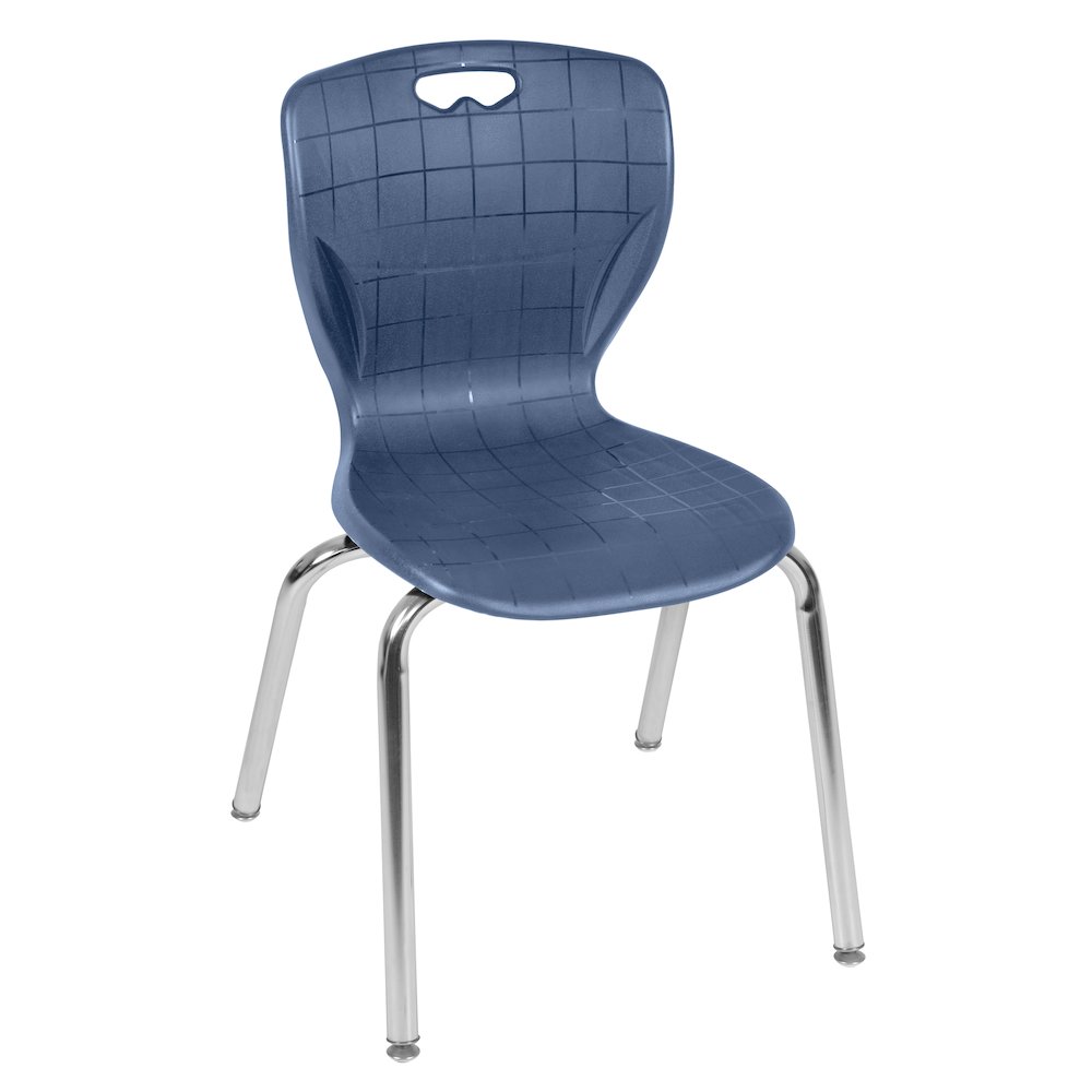 42 Square Mobile Classroom Table- Mahogany & 4 Andy 18 Stack Chairs- Blue