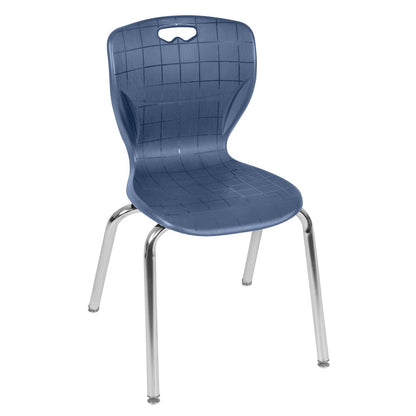 42 Square Mobile Classroom Table- Mahogany & 4 Andy 18 Stack Chairs- Blue