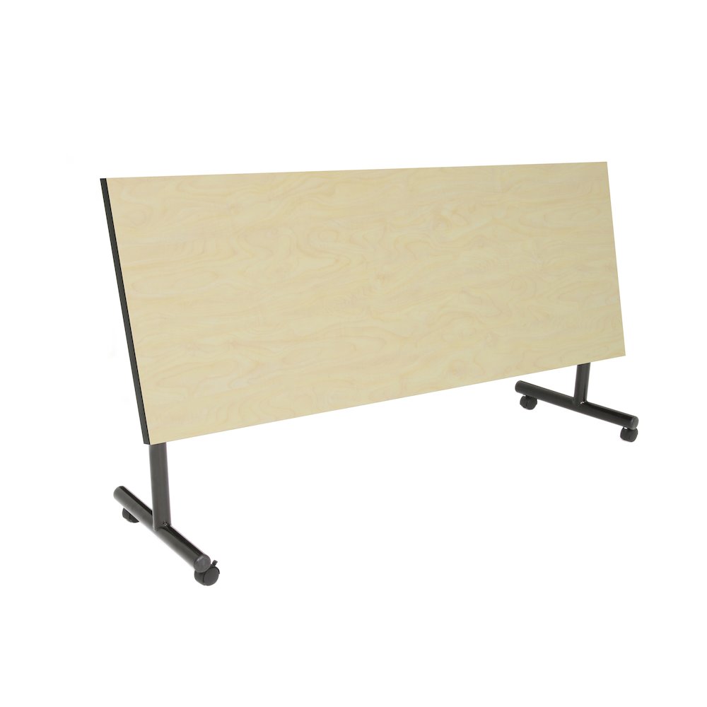 72 x 30 in. Flip-Top Privacy Nesting Table- Maple, 2 Zeng Stack Chairs- Grey