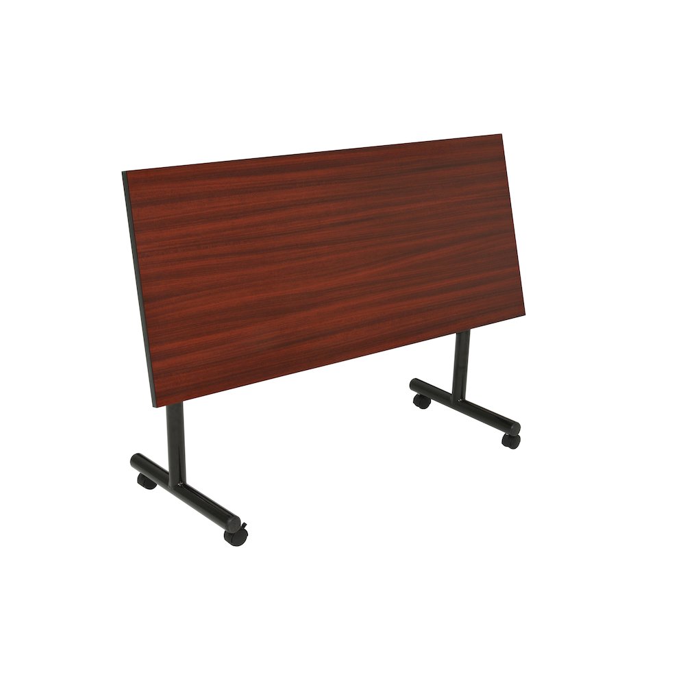 48 x 24 in. Flip-Top Privacy Nesting Table- Mahogany, 2 M Stack Chairs- Blue