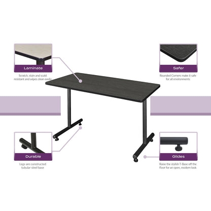 42 x 24 in. Mobile T-Base Training Seminar Table- Mahogany