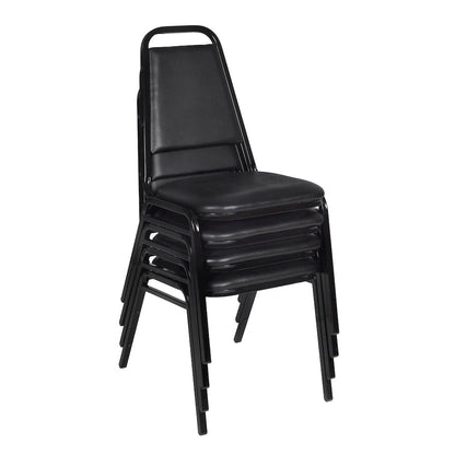 36 in Square Breakroom Table- Maple Top, Black Legs, 4 Restaurant Stack Chairs