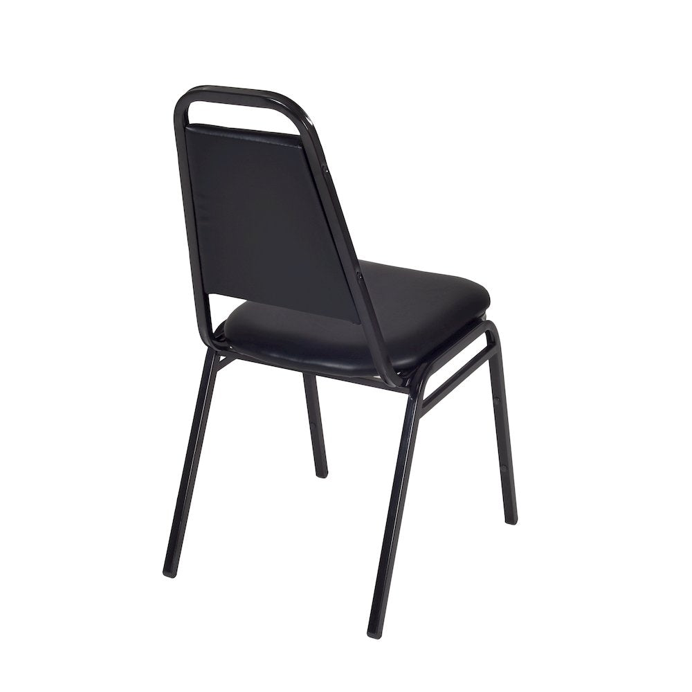 36 in Square Breakroom Table- Maple Top, Black Legs, 4 Restaurant Stack Chairs
