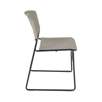 36 Round Breakroom Table- Mahogany Top, Chrome Base & 4 Zeng Stack Chairs- Grey