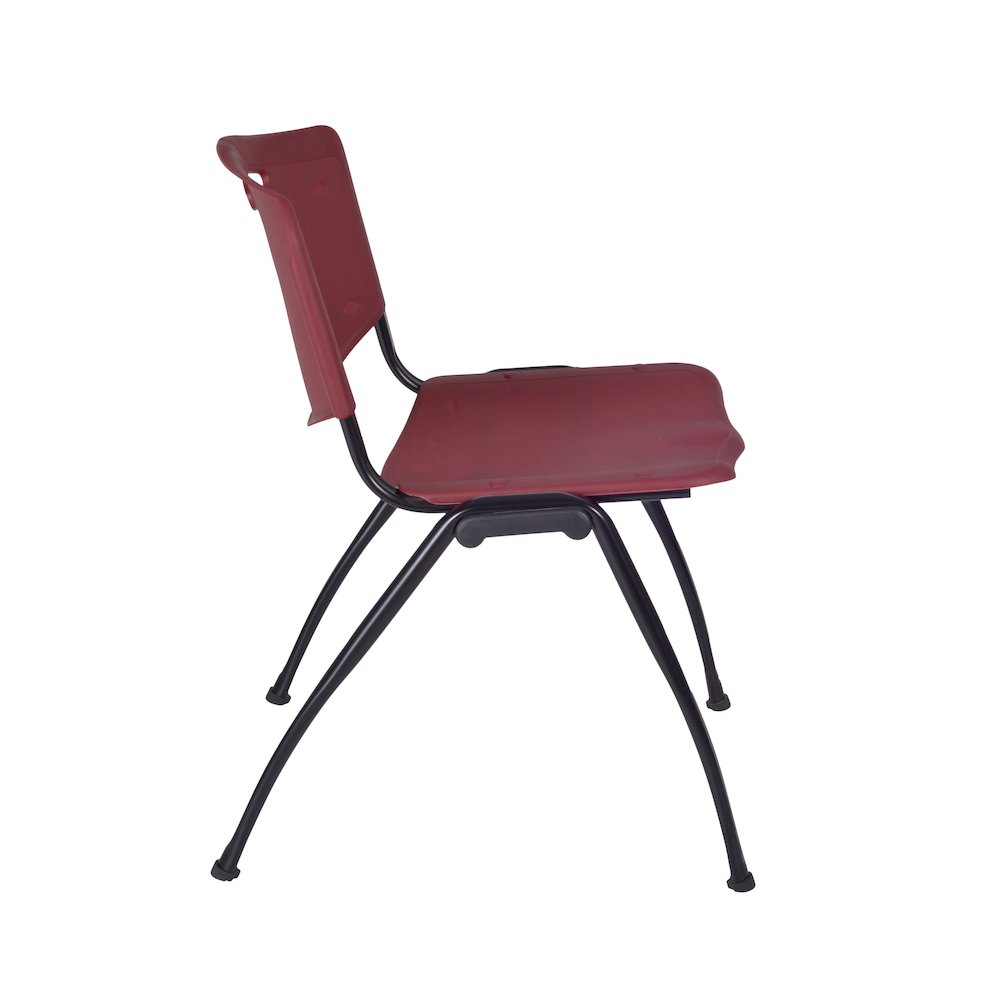 42 Square Breakroom Table- Mahogany Top, Black Base & 4 M Stack Chairs- Burgundy
