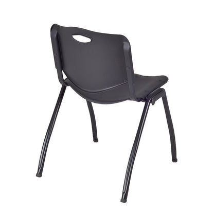 48 in. Square Breakroom Table- Cherry Top, Chrome Base & 4 M Stack Chairs- Black