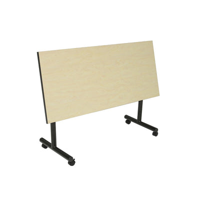 48 x 30 in. Flip-Top Privacy Nesting Table- Maple, 2 M Stack Chairs- Grey