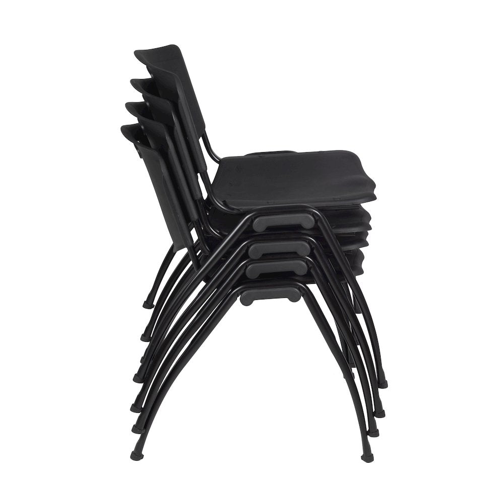 84 x 24 in. Flip-Top Training Nesting Table- Maple, 2 M Stack Chairs- Black