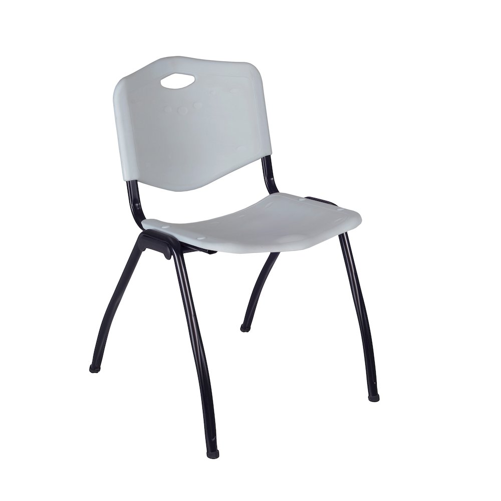 48 x 24 in. Flip-Top Privacy Nesting Table- Grey, 2 M Stack Chairs- Grey