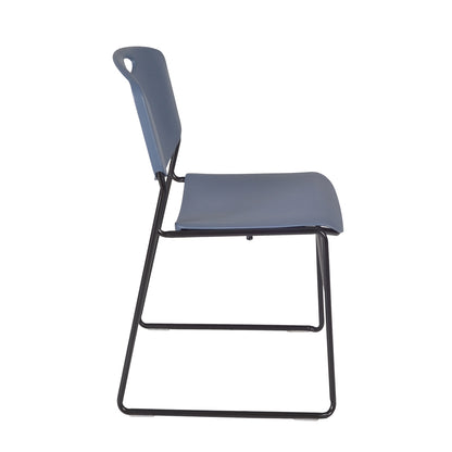 Kee 36" Square Breakroom Table- Grey/ Chrome & 4 Zeng Stack Chairs- Blue