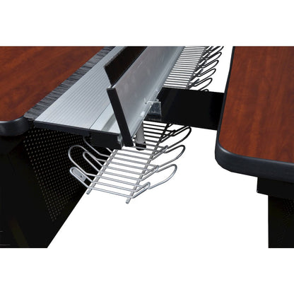 66 x 24 in. 2 Person Bench Workstation with Privacy Panel- Cherry