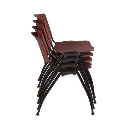 48 x 30 in. Flip-Top Privacy Nesting Table- Mahogany, 2 M Stack Chairs- Burgundy