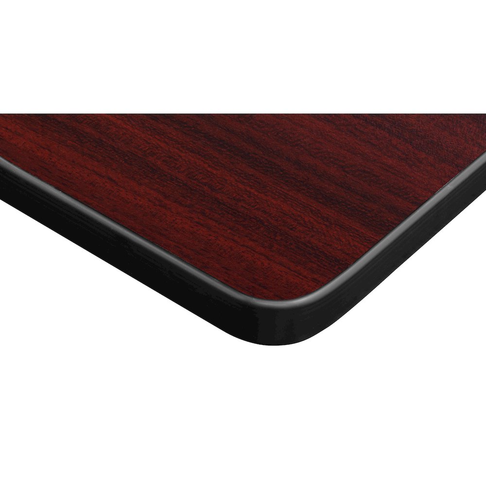 42 Square Mobile Classroom Table- Mahogany & 4 Andy 18 Stack Chairs- Blue