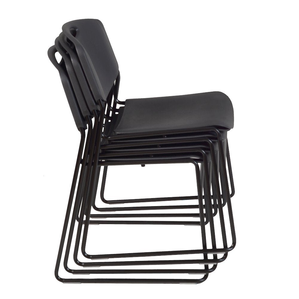 60 x 24 in. Flip-Top Privacy Nesting Table- Maple, 2 Zeng Stack Chairs- Black