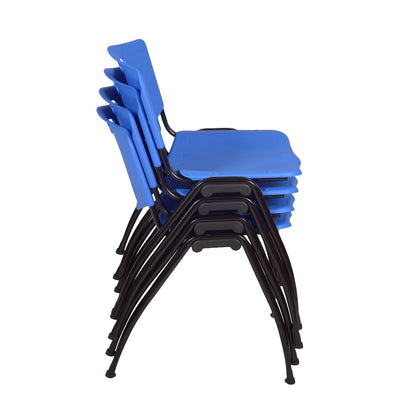 60 x 30 in. Flip-Top Privacy Nesting Table- Cherry, 2 M Stack Chairs- Blue