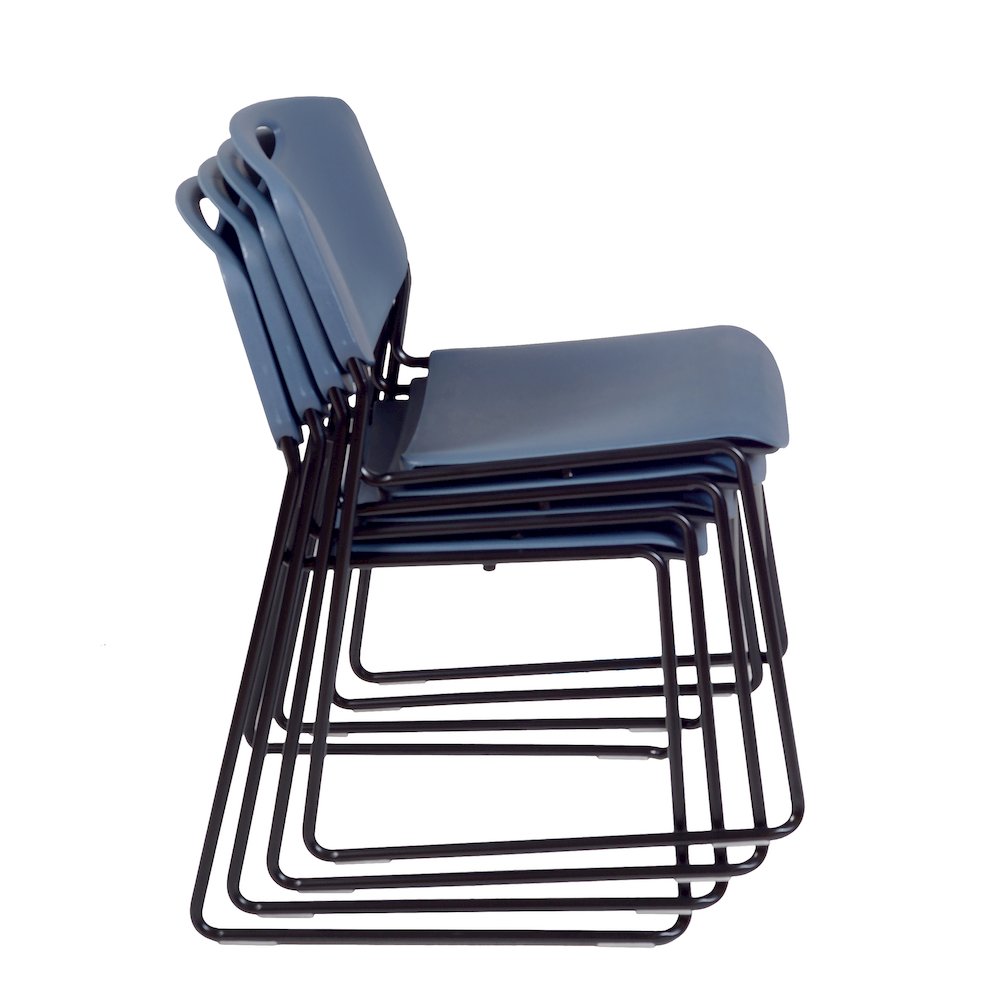 84 x 24 in. Flip-Top Privacy Nesting Table- Grey, 2 Zeng Stack Chairs- Blue