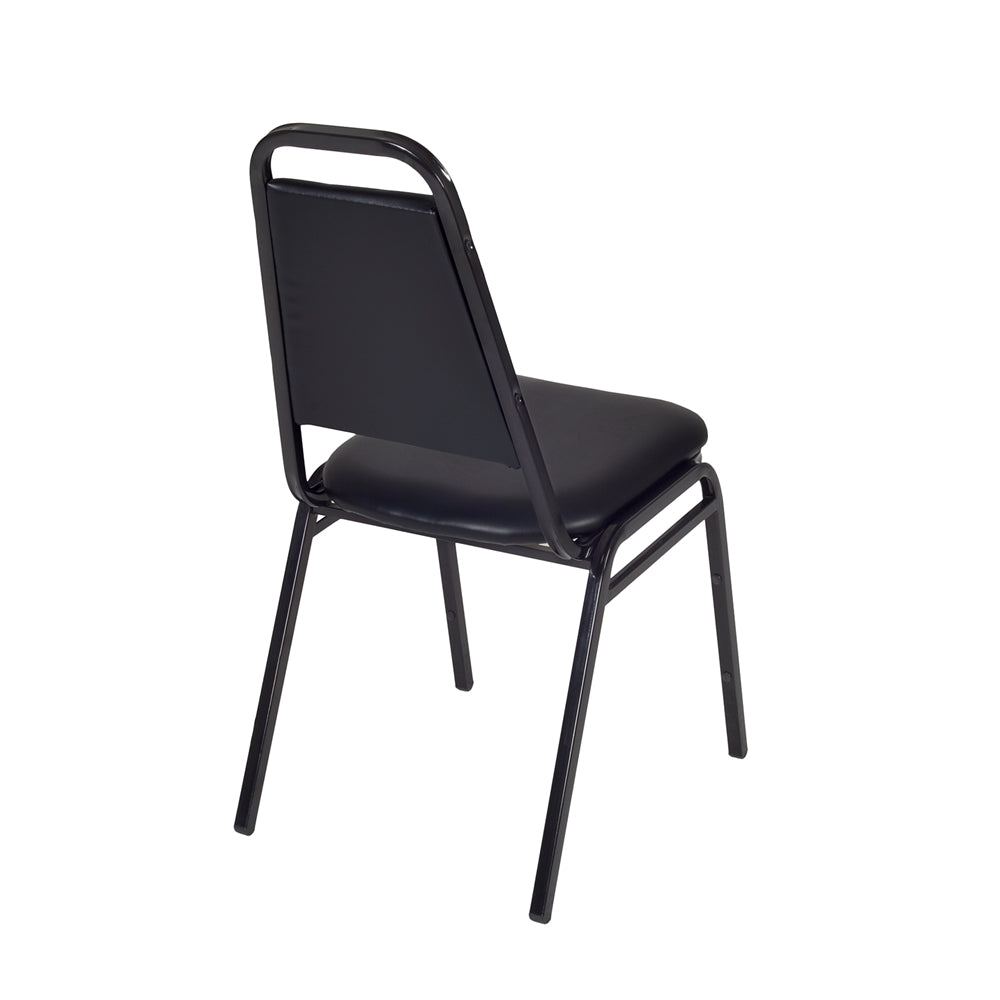 Kobe 48" Round Breakroom Table- Grey & 4 Restaurant Stack Chairs- Black