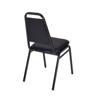 Kobe 48" Round Breakroom Table- Grey & 4 Restaurant Stack Chairs- Black