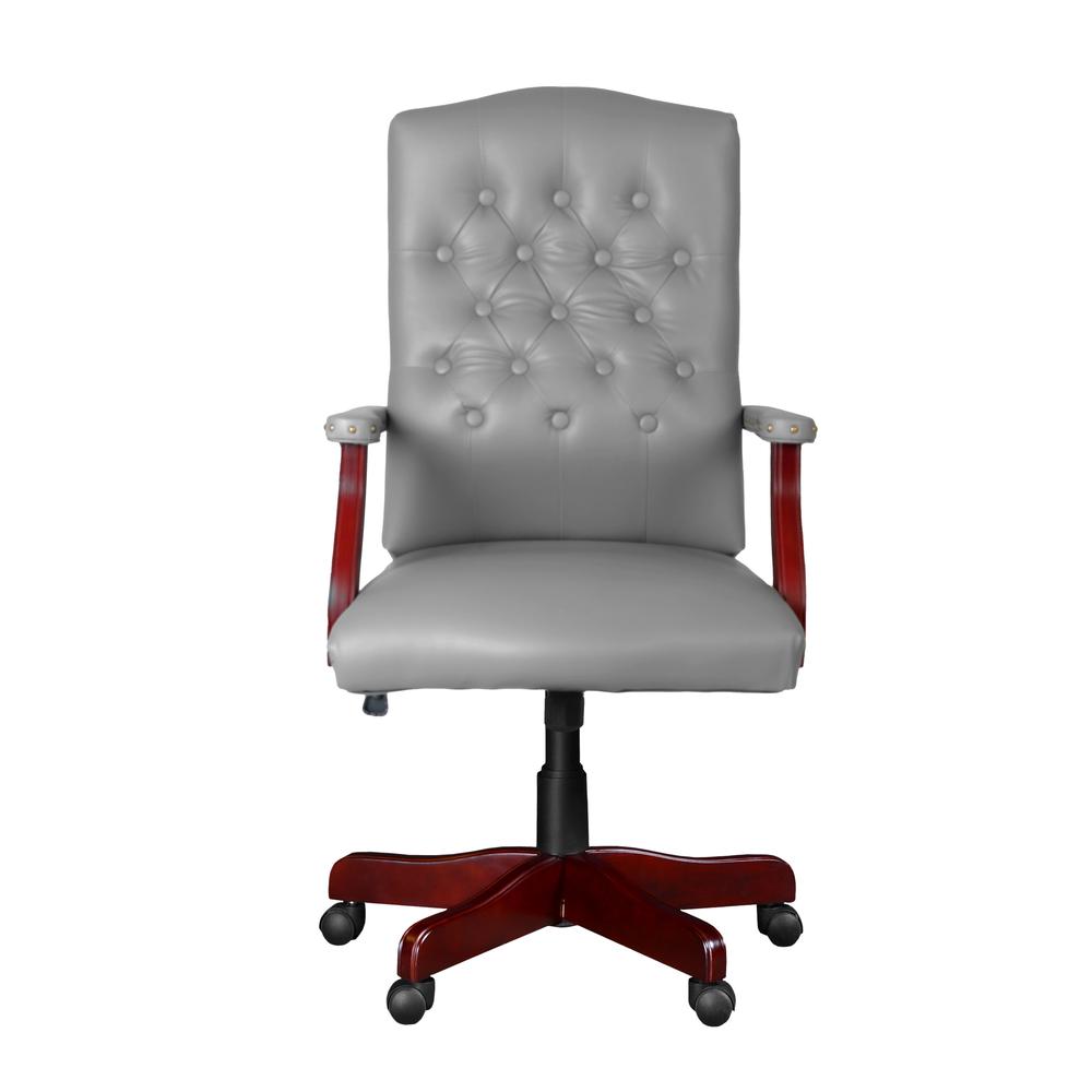 Regency Ivy League Clubhouse Dining or Meeting Swivel Chair- Grey/ Mahogany