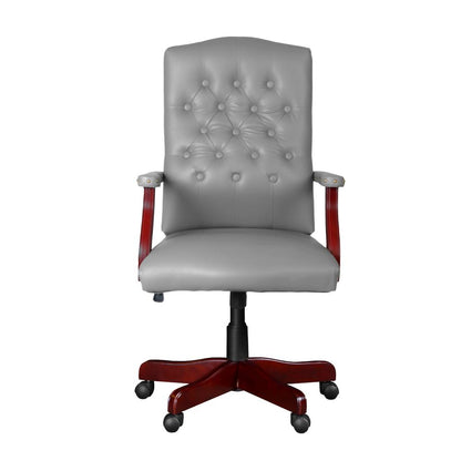 Regency Ivy League Clubhouse Dining or Meeting Swivel Chair- Grey/ Mahogany