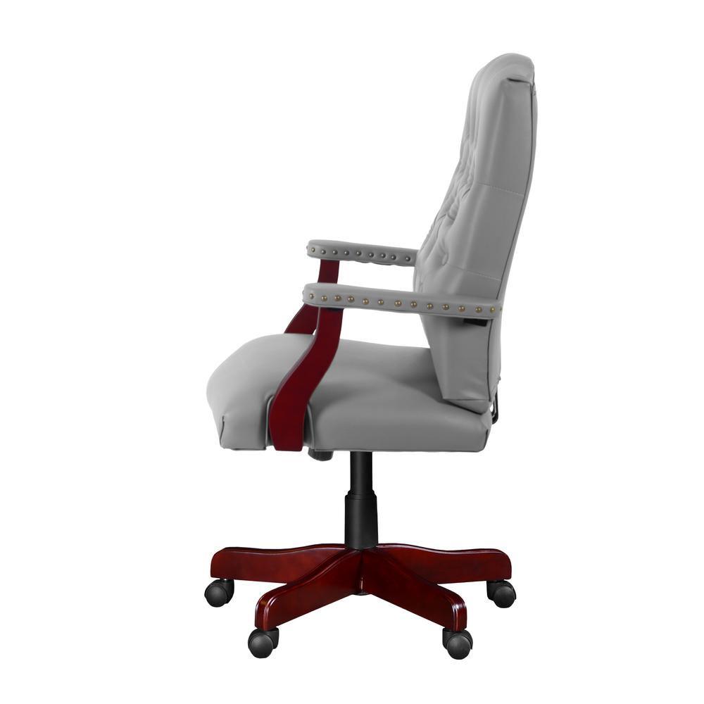 Regency Ivy League Clubhouse Dining or Meeting Swivel Chair- Grey/ Mahogany
