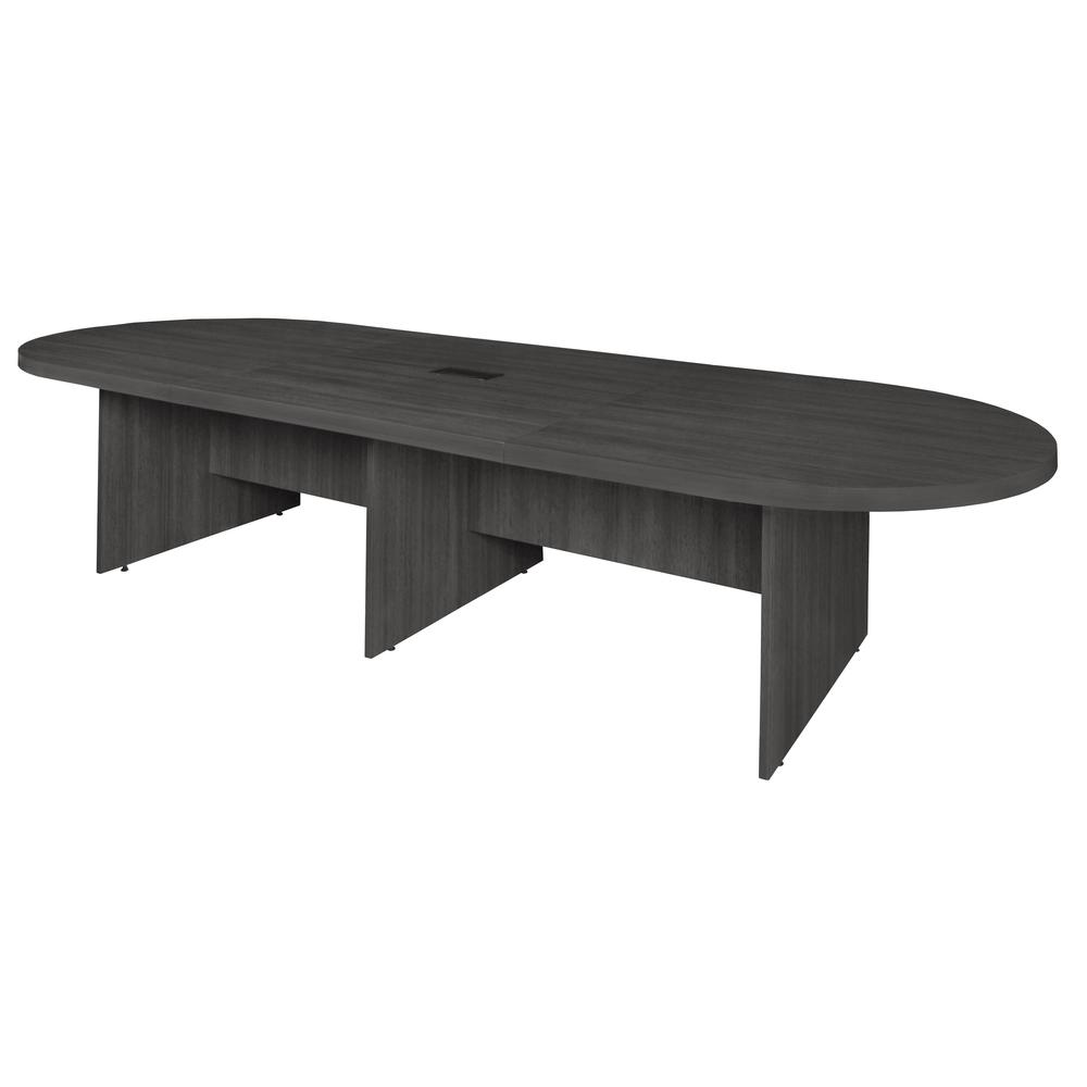 Legacy 144" Modular Racetrack Conference Table with Power Data Grommet- Ash Grey
