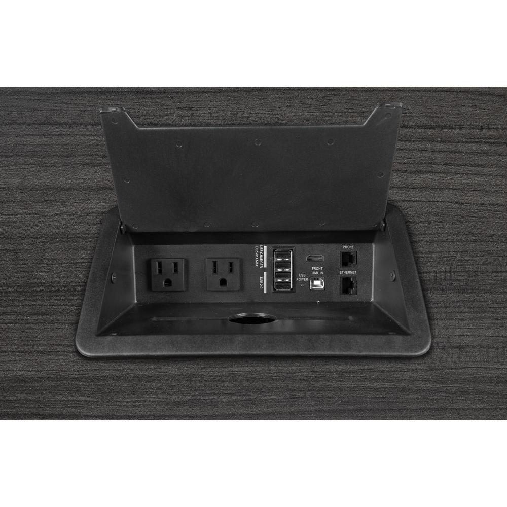 Legacy 144" Modular Racetrack Conference Table with Power Data Grommet- Ash Grey