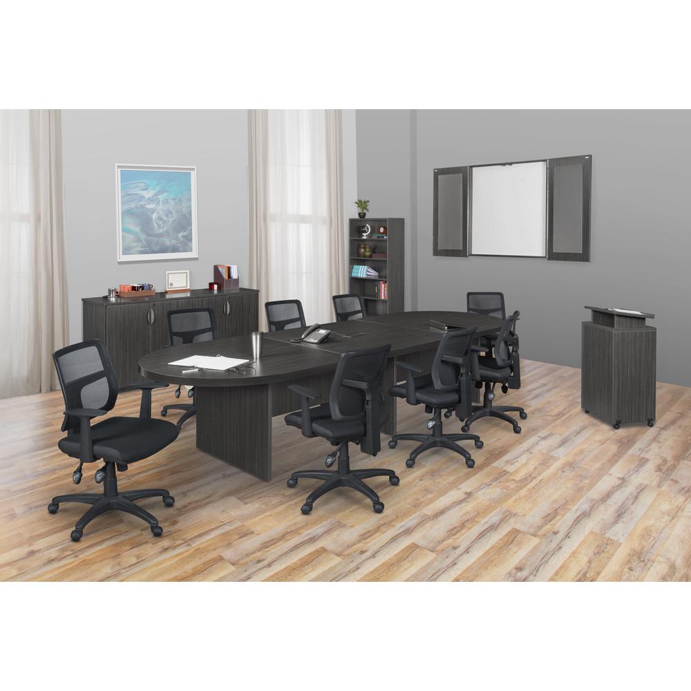 Legacy 144" Modular Racetrack Conference Table with Power Data Grommet- Ash Grey