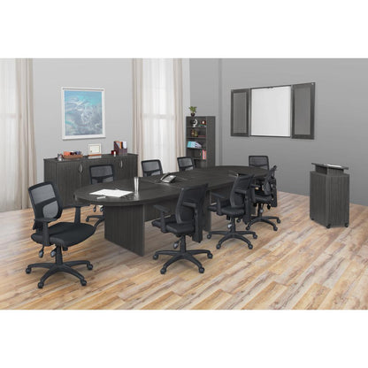 Legacy 144" Modular Racetrack Conference Table with Power Data Grommet- Ash Grey