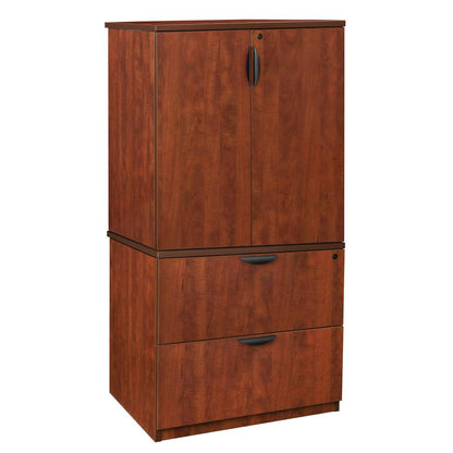 Legacy Lateral File with Stackable Storage Cabinet- Cherry