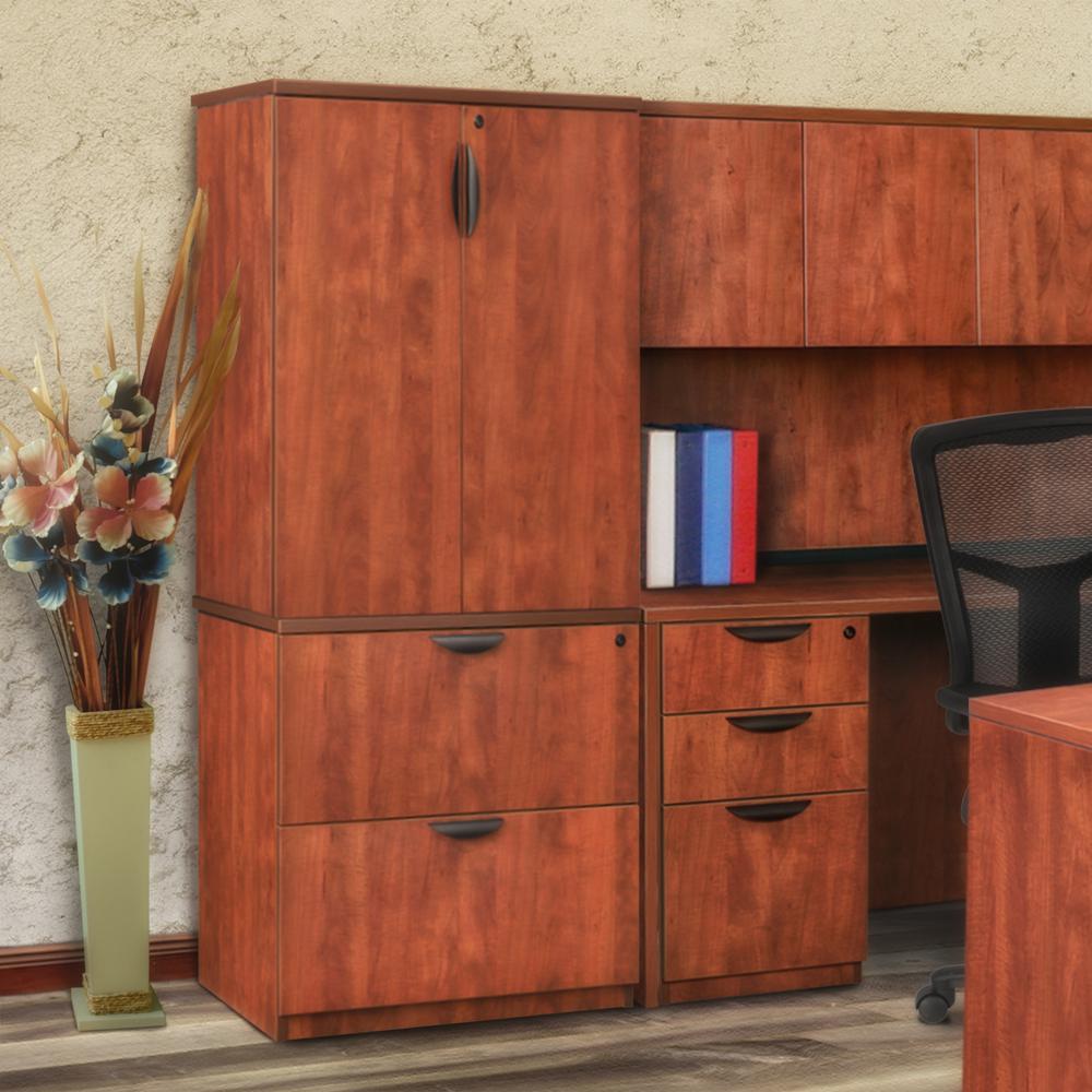 Legacy Lateral File with Stackable Storage Cabinet- Cherry