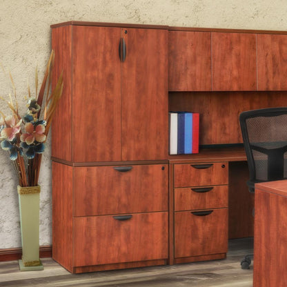 Legacy Lateral File with Stackable Storage Cabinet- Cherry