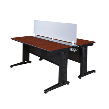 66 x 24 in. 2 Person Bench Workstation with Privacy Panel- Cherry