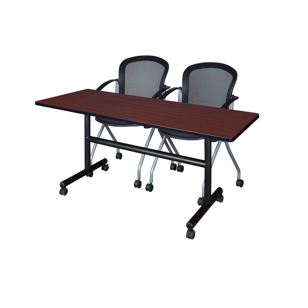 60 x 24 in. Flip-Top Training Nesting Table- Mahogany, 2 Cadence Nesting Chairs